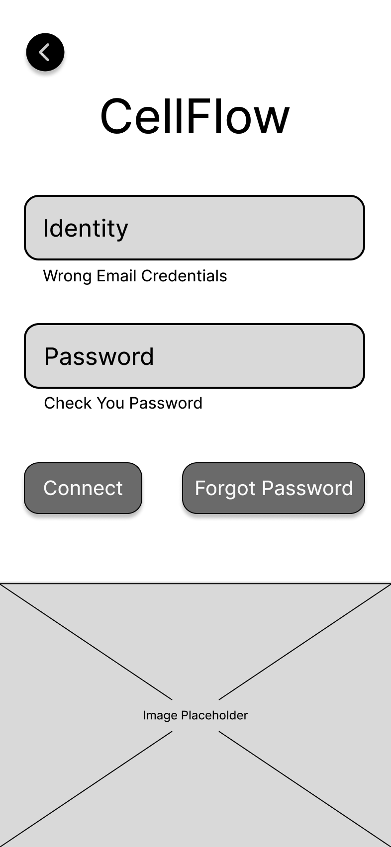 Identity, Password, Register Login Screen
