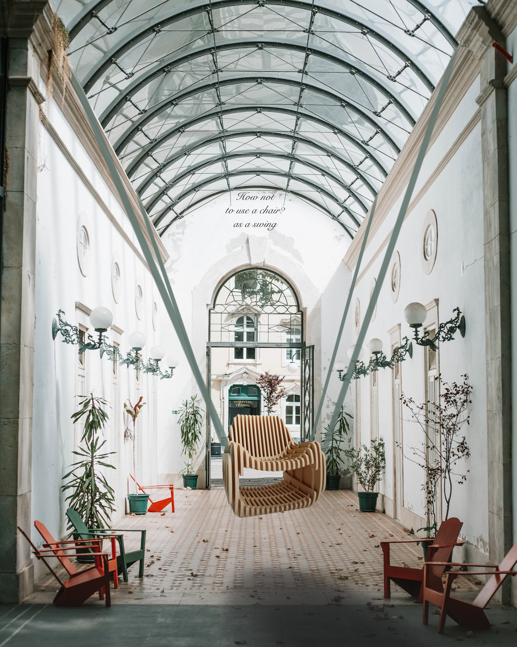 Chair turned into a swing