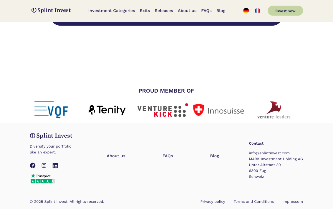 Splint Investment Categories